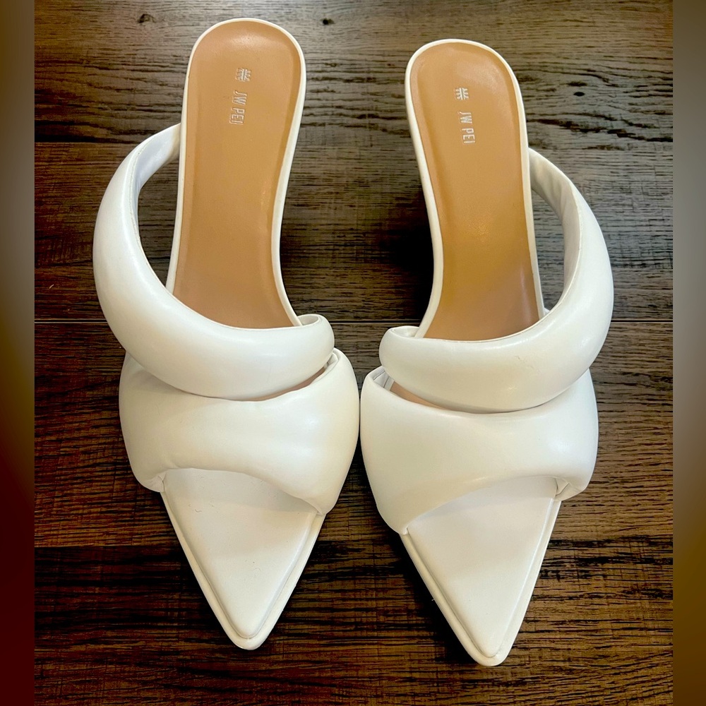 White Open toe Mules . Worn once